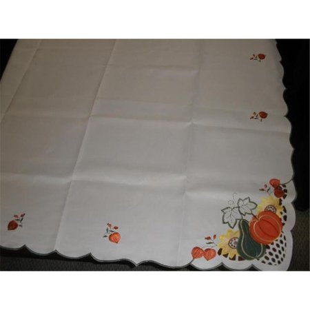 FASTFOOD LY0041-60120 60 x 120 in. Embroidered Pumpkin Gourd Cutwork Table Cloth, Ivory FA2570249